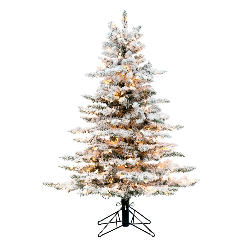 Vickerman Utica Flocked Fir Artificial Christmas Tree with Clear Light